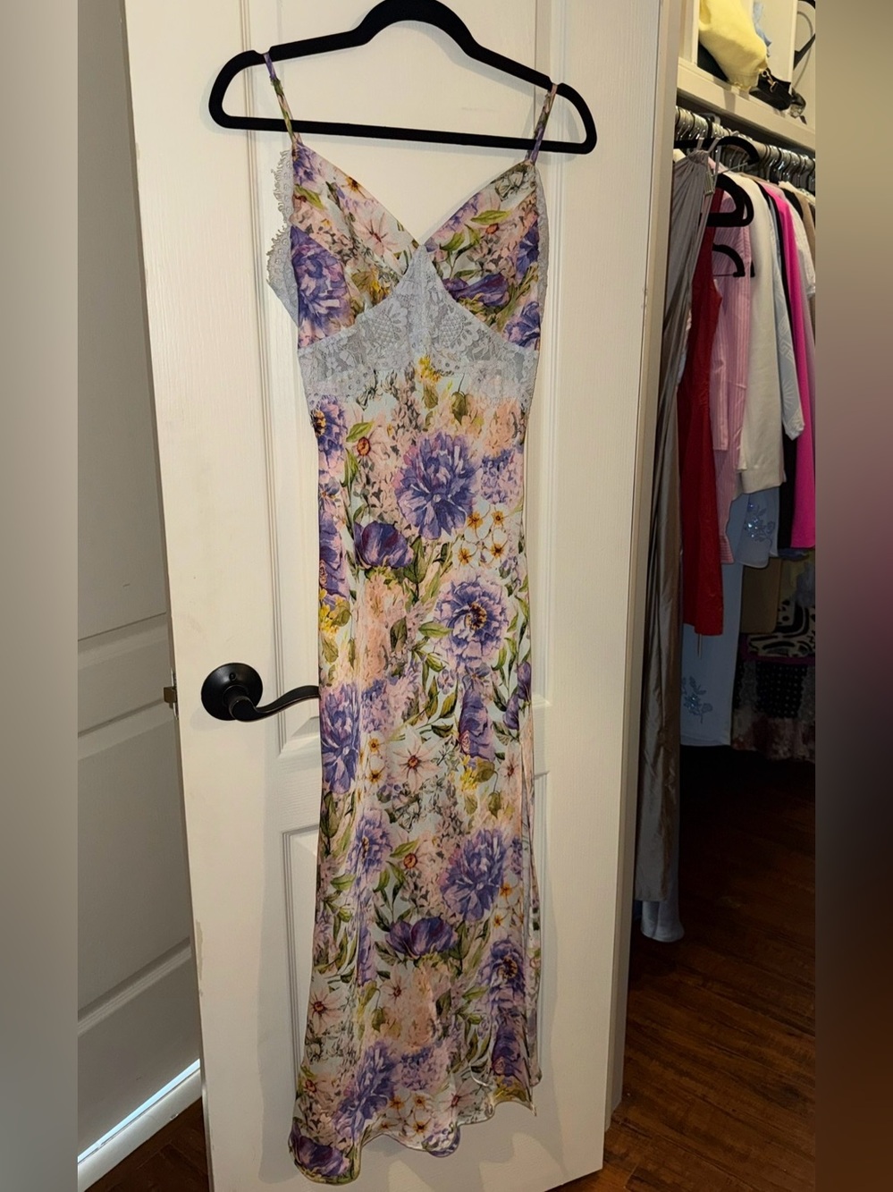 Dillards Floral Lace-Trim Slip Dress